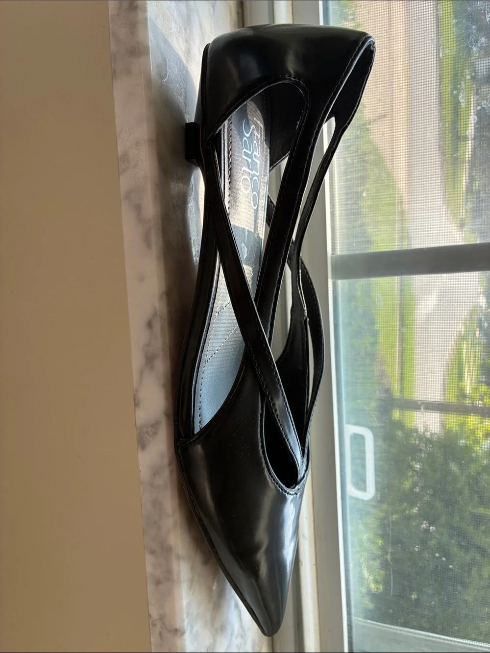 SARTO By Franco Sarto Black Pointed D'Orsay Cross-Strap Flats